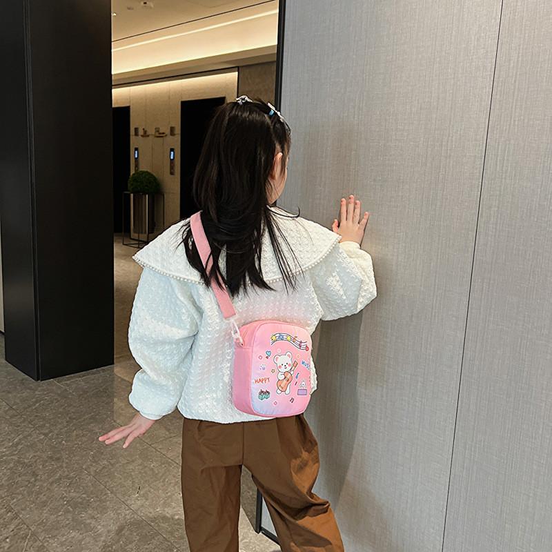 Adorable Rabbit And Bear Canvas Shoulder Bag For Kids Lightweight And Stylish Design