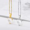 Gold & Silver Plated 2PCS Heart CZ Pendant Necklaces, Minimalist Four-Prong Solitaire Cable Chain Set for Women