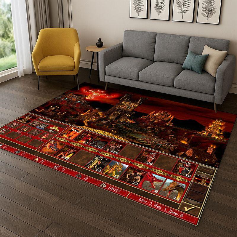 Retro Heroes of Might and Magic Map Game Carpet Rug for Bedroom Living Room Sofa Playroom Doormat Home Decor,Area Rug Non-slip