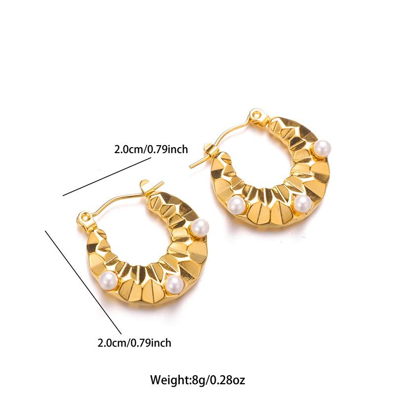 Atoztide Fashion Hollow Bamboo Hoop Earrings for Women Stainless Steel Jewelry Beads Ear Loop Threaded Earrings Mothers Day Gift