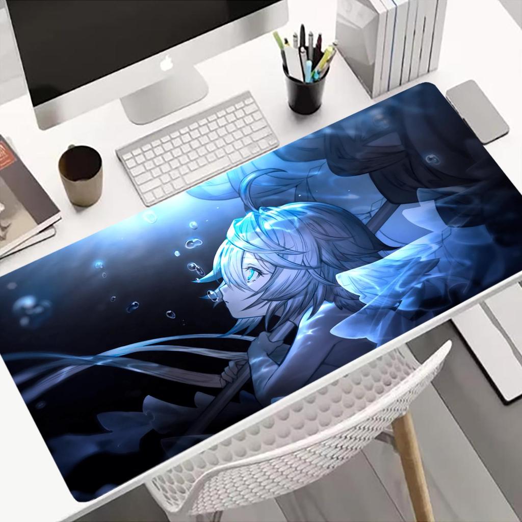 Gaming Mouse PadLarge Size Desk Mat Antislip BaseStitched EdgesCool Blue Underwater Anime Girl with Bubbles Printfor Gamer