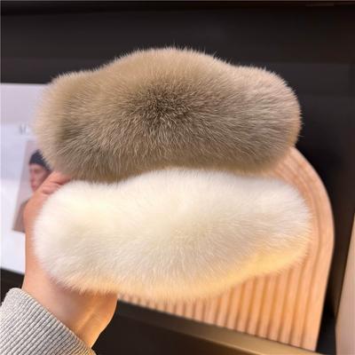 Real Rex Rabbit Hair Large Hairpin Back Head Temperament Clip Internet Celebrity New Cute Plush Headgear Hair Grab Hair Accessories