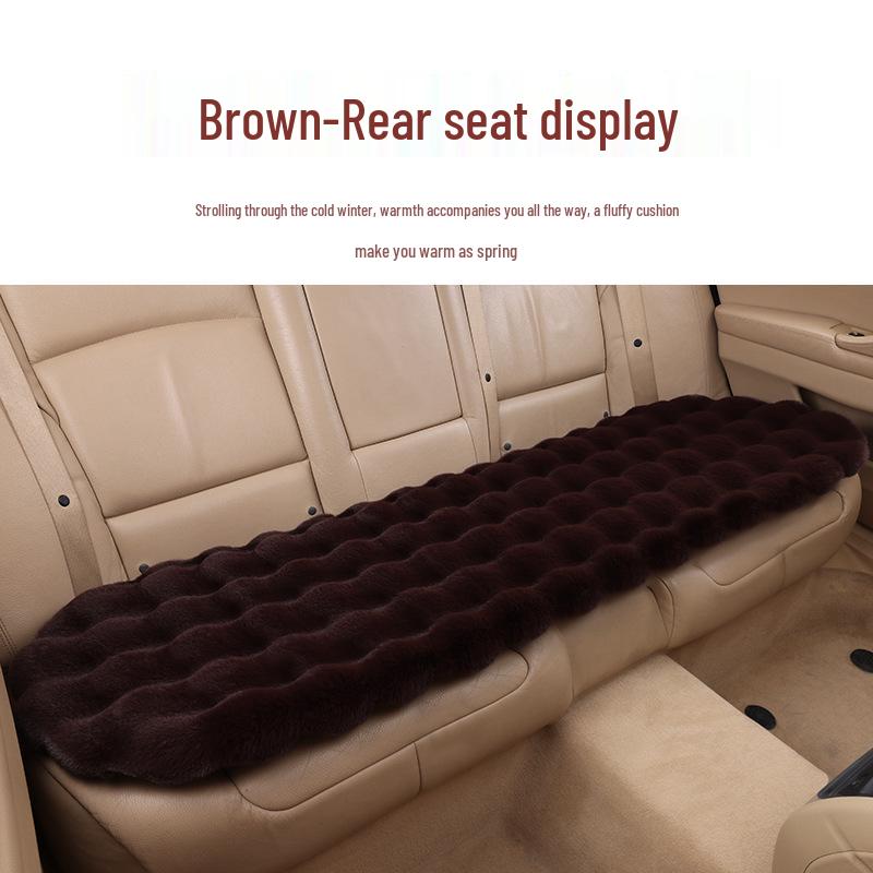 Universal Winter Car Seat Cushion Set - Thickened Fleece with Faux Rabbit Fur, Warm & Plush