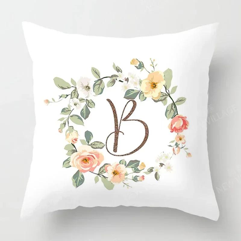 Nordic Floral Letter Pattern Throw Pillow Cover With Short Plush Print Living Room Sofa Decoration Cushion Cover Pillow Covers