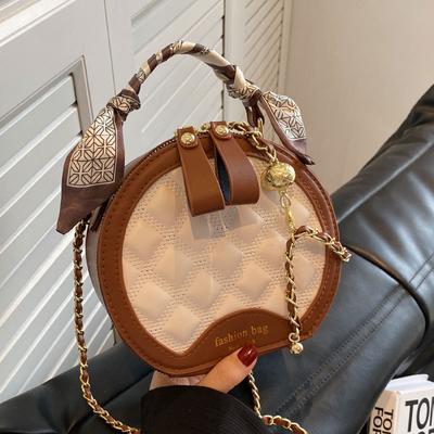 2025 High-end Temperament Light Luxury Rhombus Portable Small Round Bag Fashion Leisure Commuting Versatile Chain Messenger Bag Women