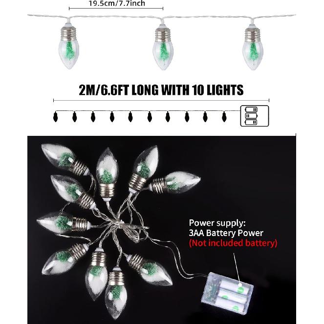 2Pcs Christmas Snow Globe String Lights Indoor Decorations 6.6 FT Battery Operated Powered String Lights for Christmas Tree Snow Scene in 20 Clear