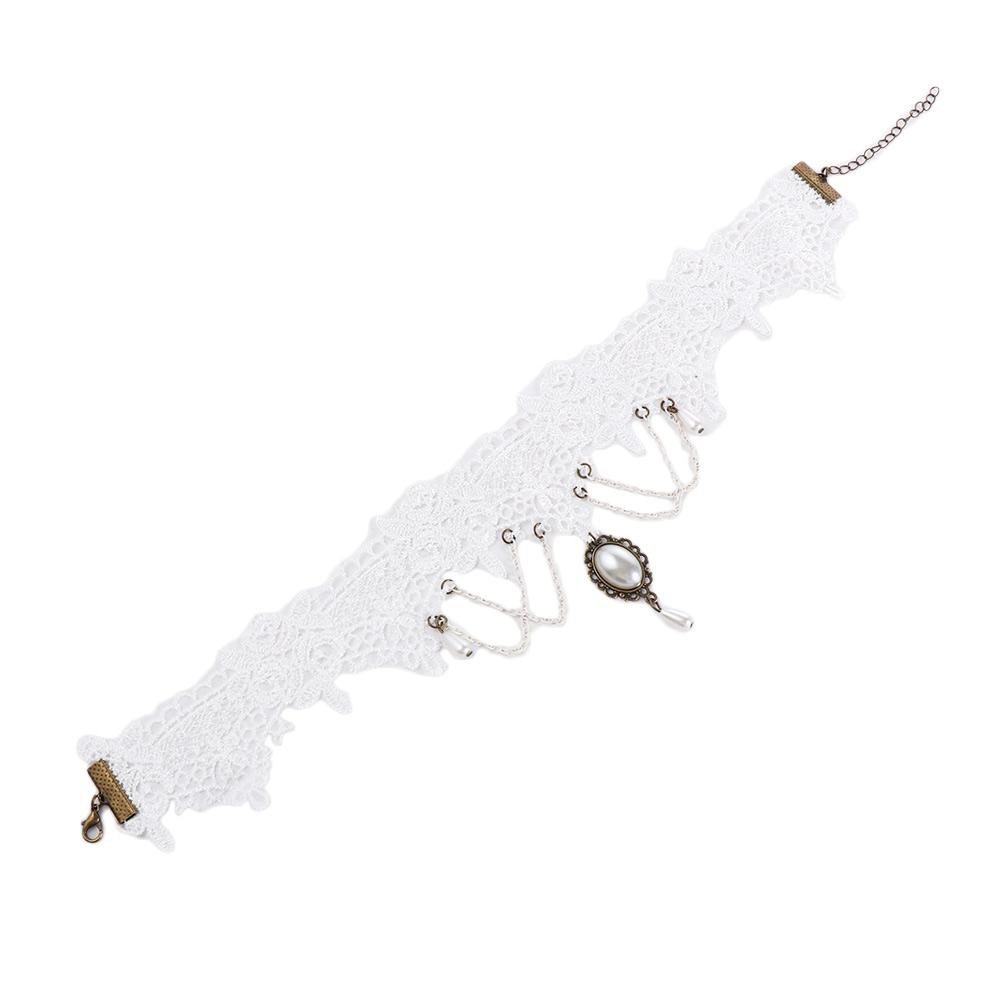 Pearl Handmade Lace Short Statement White Wedding Choker Collar Bridal Necklace Jewelry