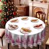 Christmas Pink Christmas Tree Printed Tablecloth, Snowflake Element Round Table Cloth, Festive Atmosphere Coffee Table Cloth