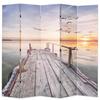 Room Divider - vidaXL - 200 X 170 Cm - Solid Wood - Durable Canvas - Contemporary Design