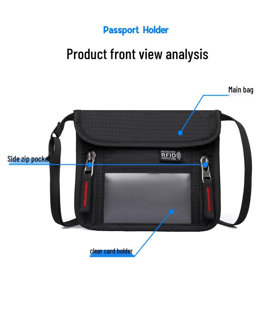 Slim Anti-Theft Passport & Document Holder - Multi-Functional Hanging Bag with Card Slots