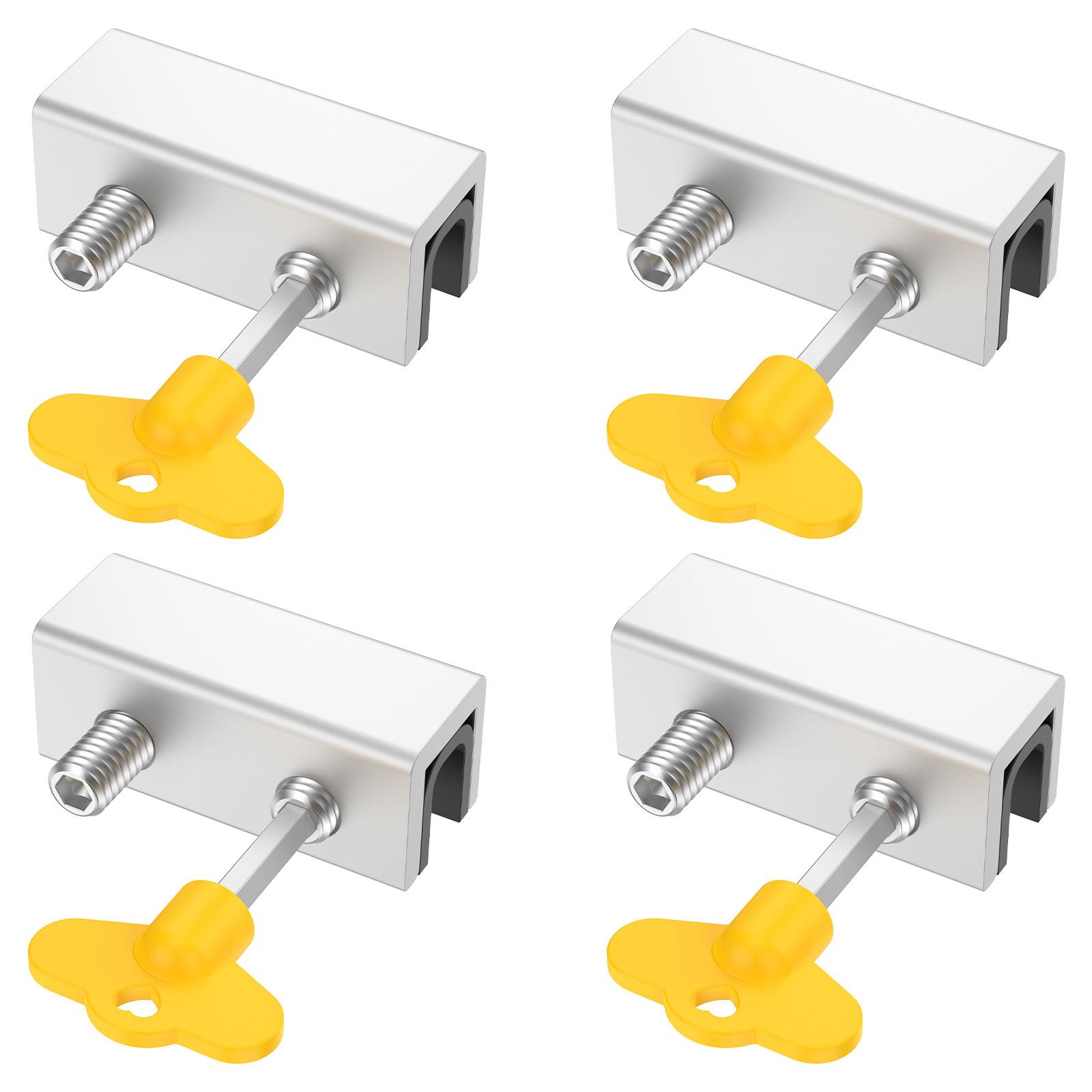 4 Sets Window Lock Sliding Security Window Lock with Key Adjustable Window Locks Security Window Stoppers For Vertical  Horizont