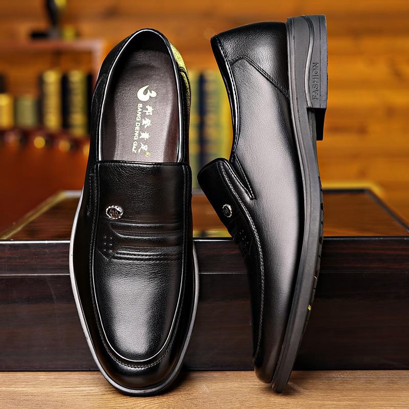 Men'S Leather Shoes, Leather Non-Slip Soft-Soled Dad Shoes, Men'S Versatile British Style Cowhide Breathable Men'S Shoes