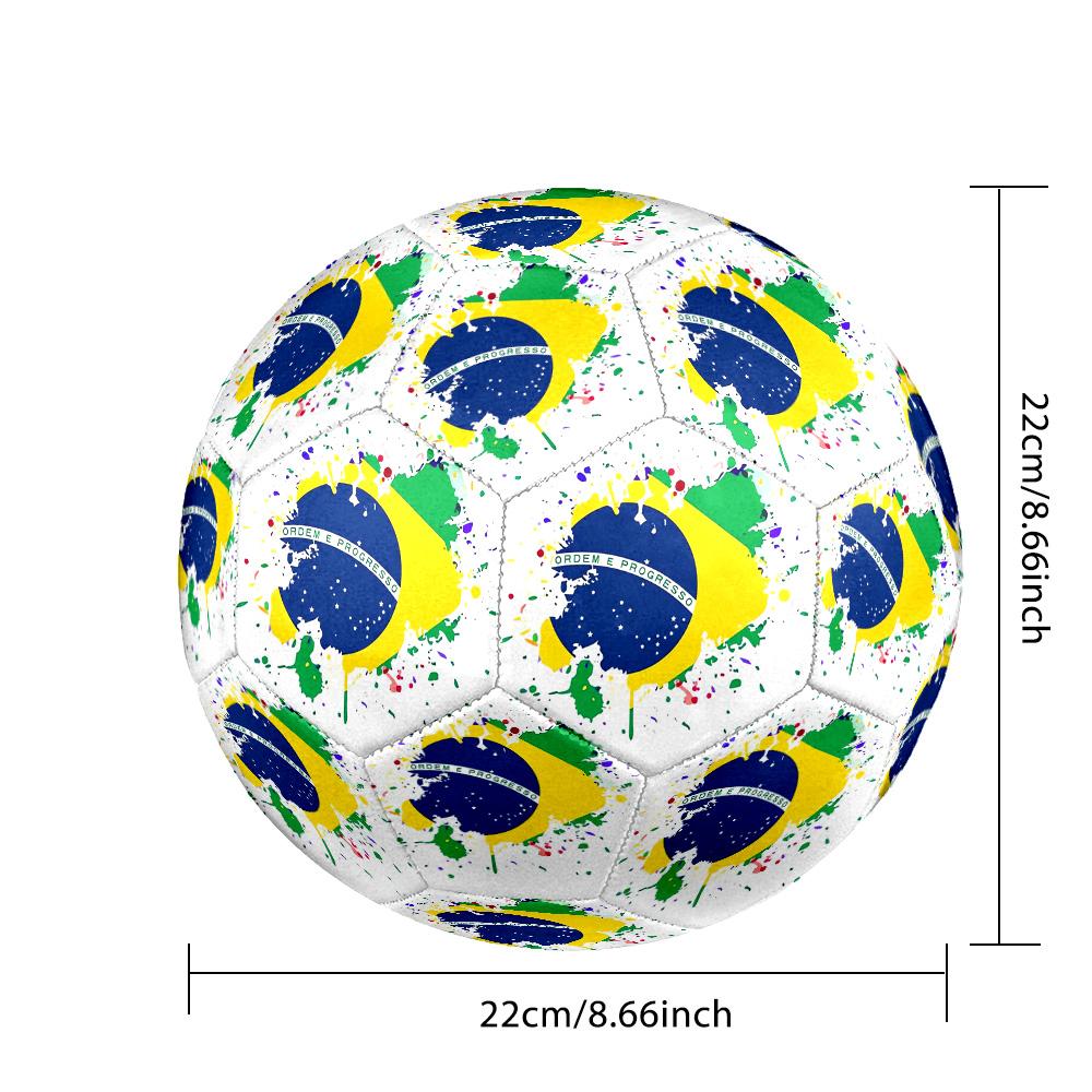Brazil National Football Team Theme Soccer Ball Size 5 Soccer Ball Soft Touch Professional Training Football for Outdoor Sports