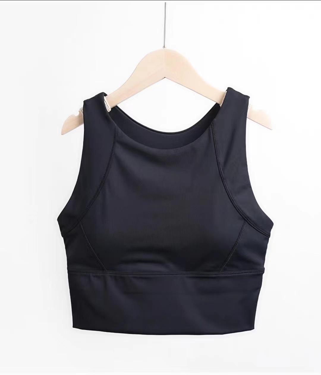 

Ударопрочный спортивный бюстгальтер с высокой степенью поддержки для женщин - Цельная чашка, стиль жилета для бега и йоги L чёрный