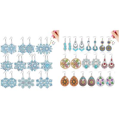 10 Pairs DIY Diamond Art Earrings Snowflake Boho Diamond Earrings Making Kit DIY Earrings Making Kit for Adults Beginners
