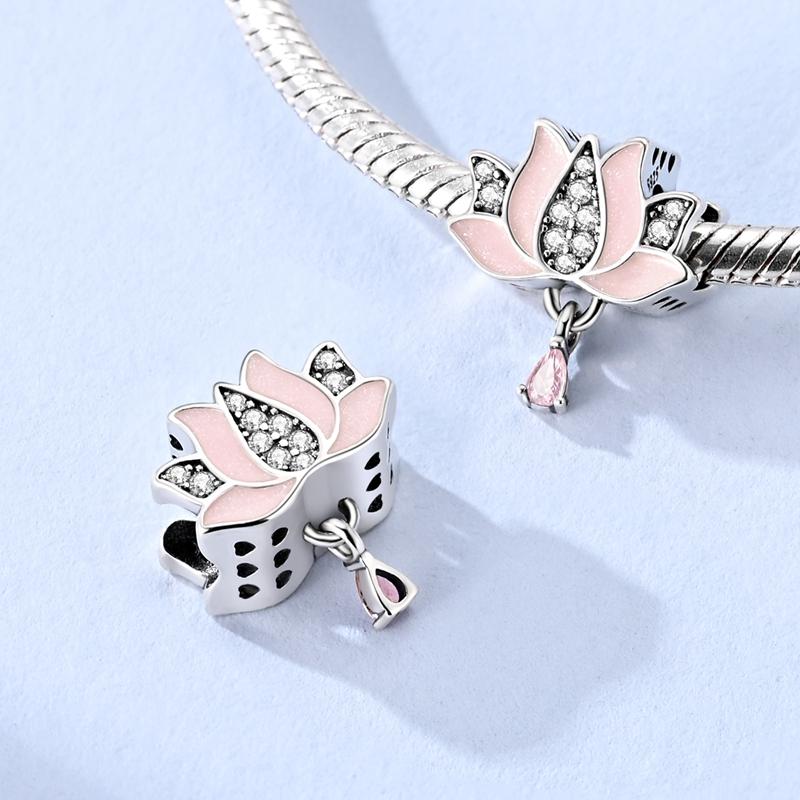 Copper Charm Family Heart Dolphin Lotus Pendant Bead Clip Jewelry Fit Original Bracelet For Women Diy Gift