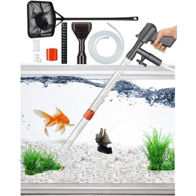 Aquarium Gravel Cleaner Vacuum Fish Tank Vacuum Cleaner Tools for Aquarium Water Changer with Aquarium Thermometers Fish Net Kit Use for Fish Tank
