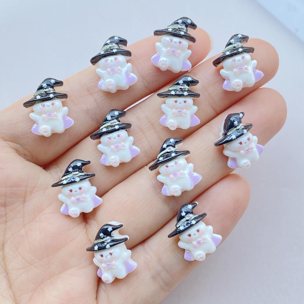 20 Pcs Cute Mini Halloween Bat Pumpkin Flat Back Resin Cabochons Scrapbooking DIY Jewelry Hairpin Craft Decoration Accessorie