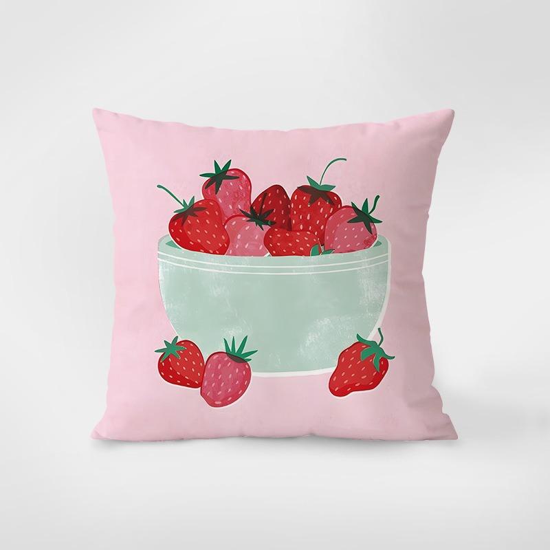 Strawberry Pattern Decorative Pillowcase Bedroom Living Room Square Cushion Pillowcase