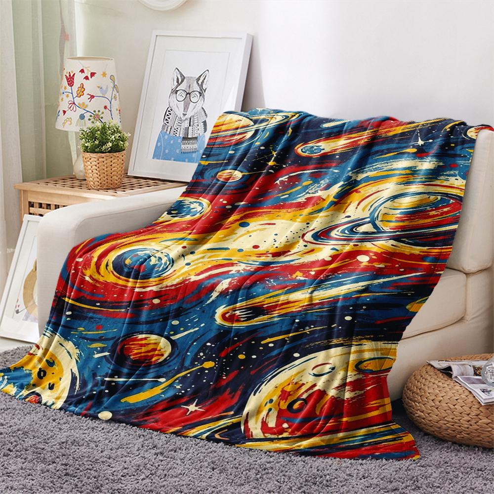 1 Stück Flanelldecke mit Weltraum-Print, Hohe Qualität, Bequem für alle Jahreszeiten, Heimdekoration, Wärme und Komfort, Perfekt für Weihnachtsgeschenke W161