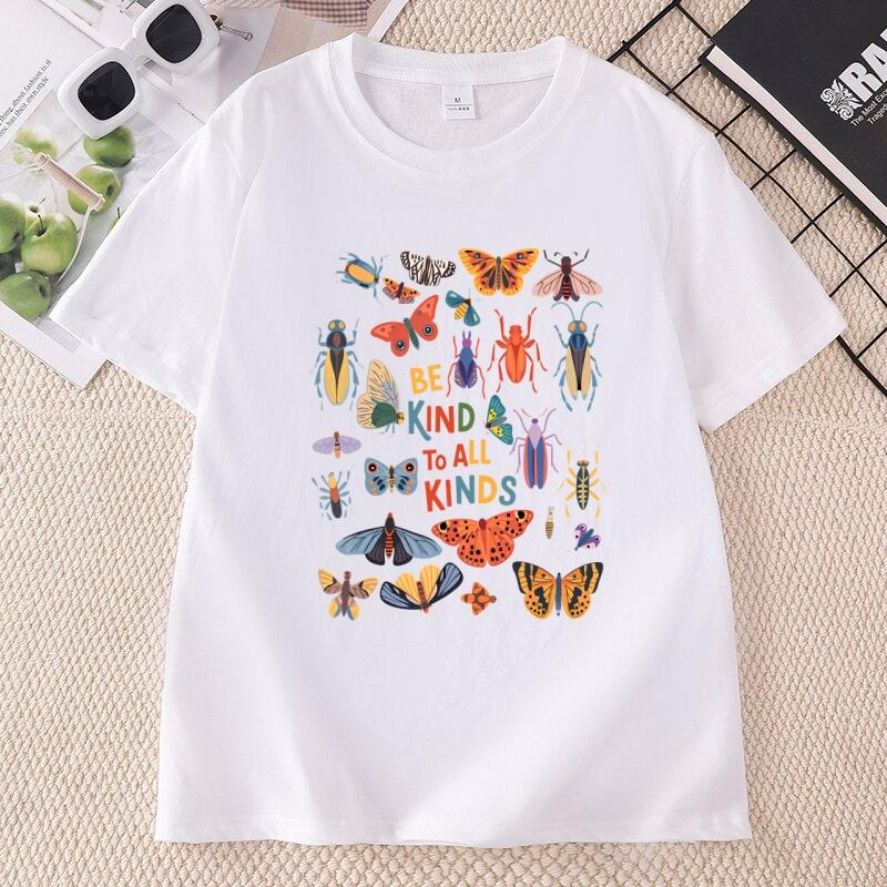 Be Kind To All Kinds T Shirt Unisex Insect Bug Butterfly Nature Lover Tshirt Wildlife Kindness Tshirt Casual Cotton Short Sleeve