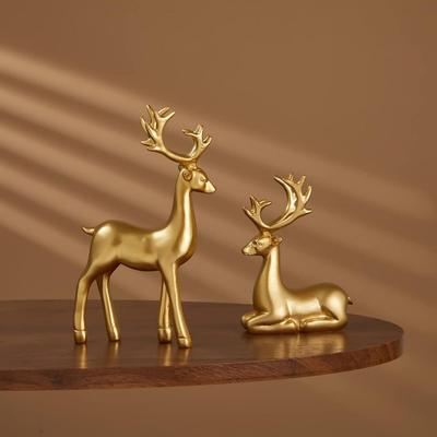 Creative Deer Desktop Ornament Modern Cute Reindeer Sculpture Sitting/Standing Position Exquisite Christmas Deer Statue
