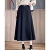 High Chic Gray Skirt Pleated Waist Slimming Midi Length Elegant Long Skirt For Ladies