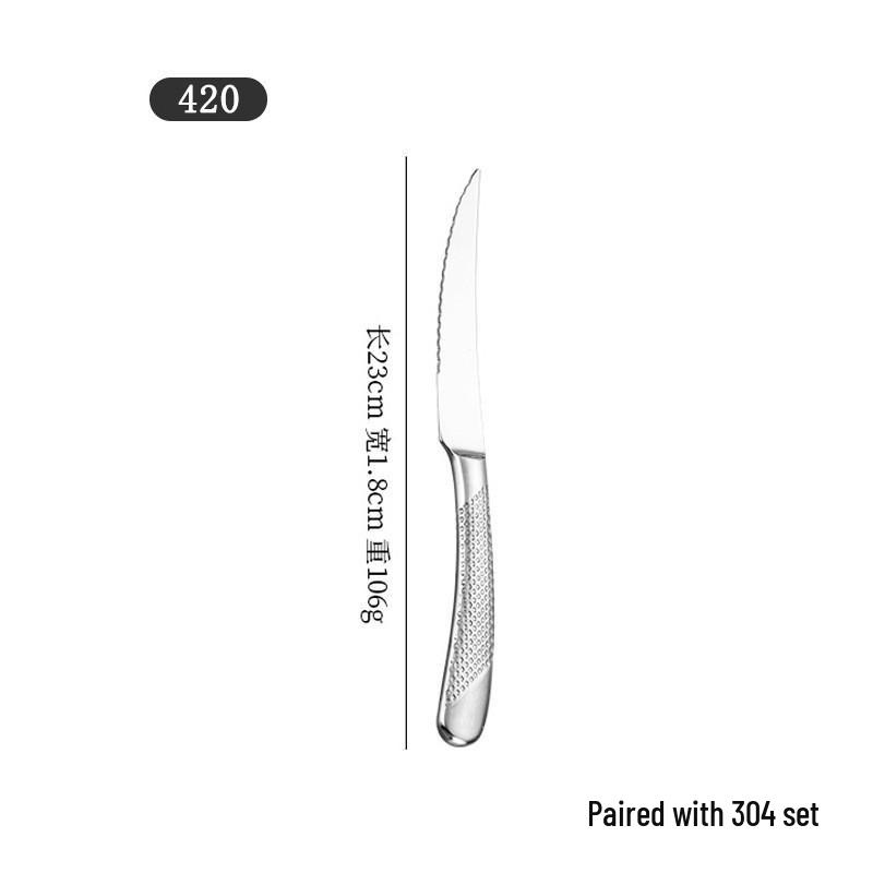 Cross 304 Stainless Steel Star Diamond Tableware Set: Steak Knife, Fork, Spoon, and Teaspoon for Home and Hotel Use