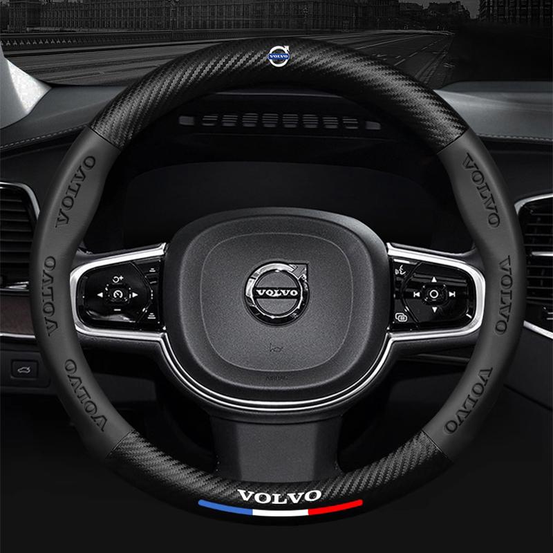 Volvo Steering Wheel Cover Carbon Fiber Leather Cover Car Accessories For Volvo Xc60 Xc90 V40 V60 S60 V50 V90 S80 C40 XC40 V70