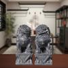 Bluestone Lion Pair: Hand-Carved Stone Ornaments for Home, Doorway, Courtyard, or Tombstone.