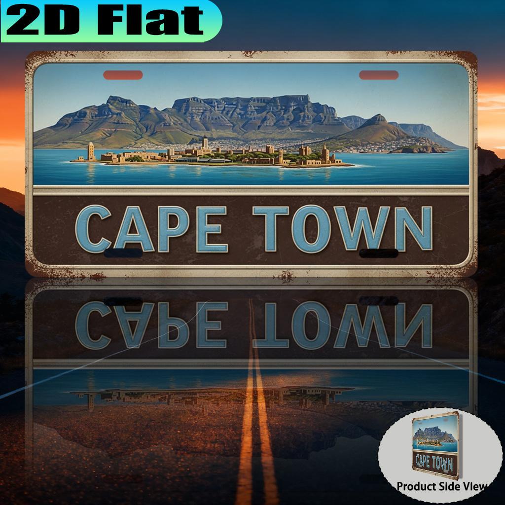 

Cape Town Table Mountain Robben Island D Flat Printing License Plate Style Metal Tin Sign Iconic South African City Themed D 15x30cm(5.9x7.8inch)