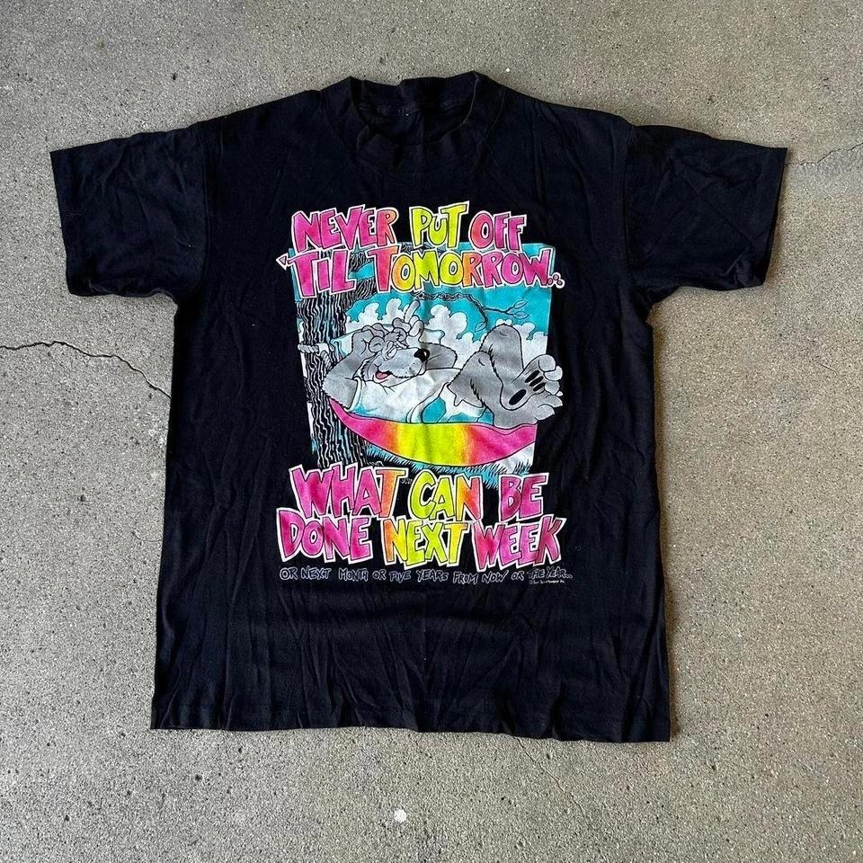 

Vintage 80s/90s never put off till tomorrow what can be done next week tshirt S