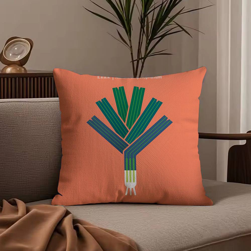 Vegetable Lovely Simple Pillow Case Anti-dustmite Pillowcase Invisible zipper silky short plush Sofa cushion cover