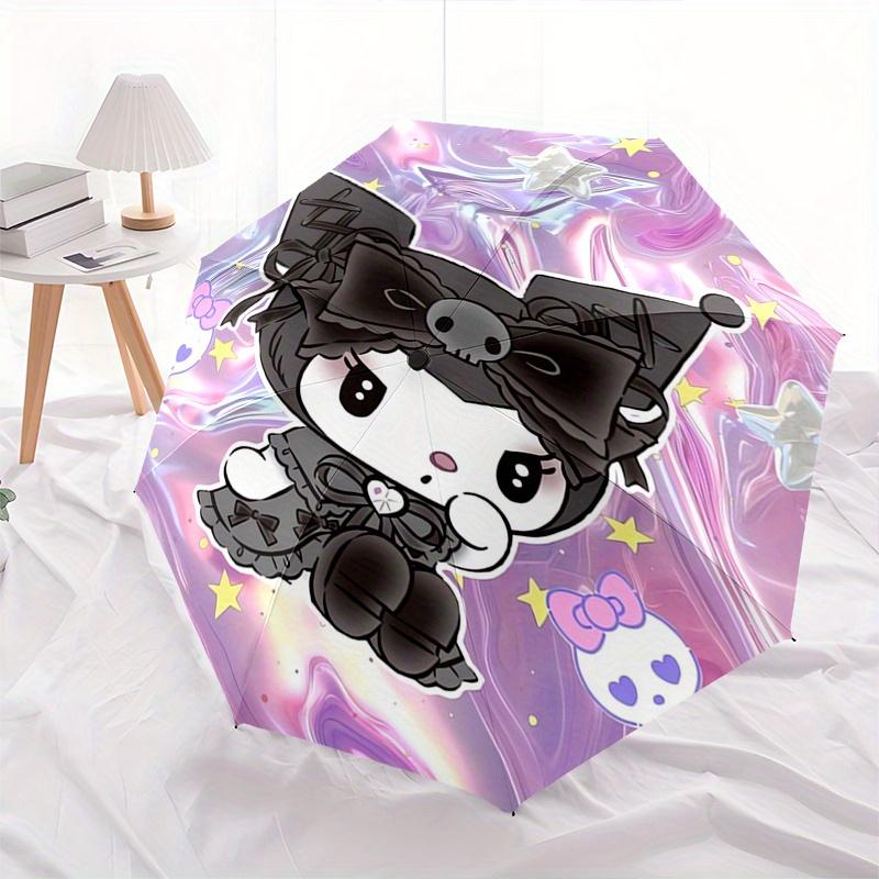 Kuromi,Cute Automatic Umbrella-Foldable, Durable 8-Bone Design, Compact and Stylish, Great for Camping, Halloween, Christmas, Mother's Day T