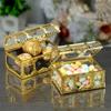 2Pcs Hollow Out Mini Treasure Chest Plastic Casket Transparent Storage Box Crystal Gem Candy Jewelry Organizer for Party