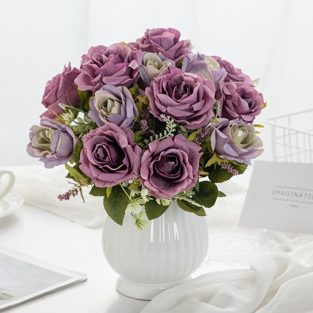 Artificial Flower 5 Head Silk Rose Wedding Brial Bouquet Valentine's Decor Home Room Garden Yard Scrapbooking Diy Gifts Products