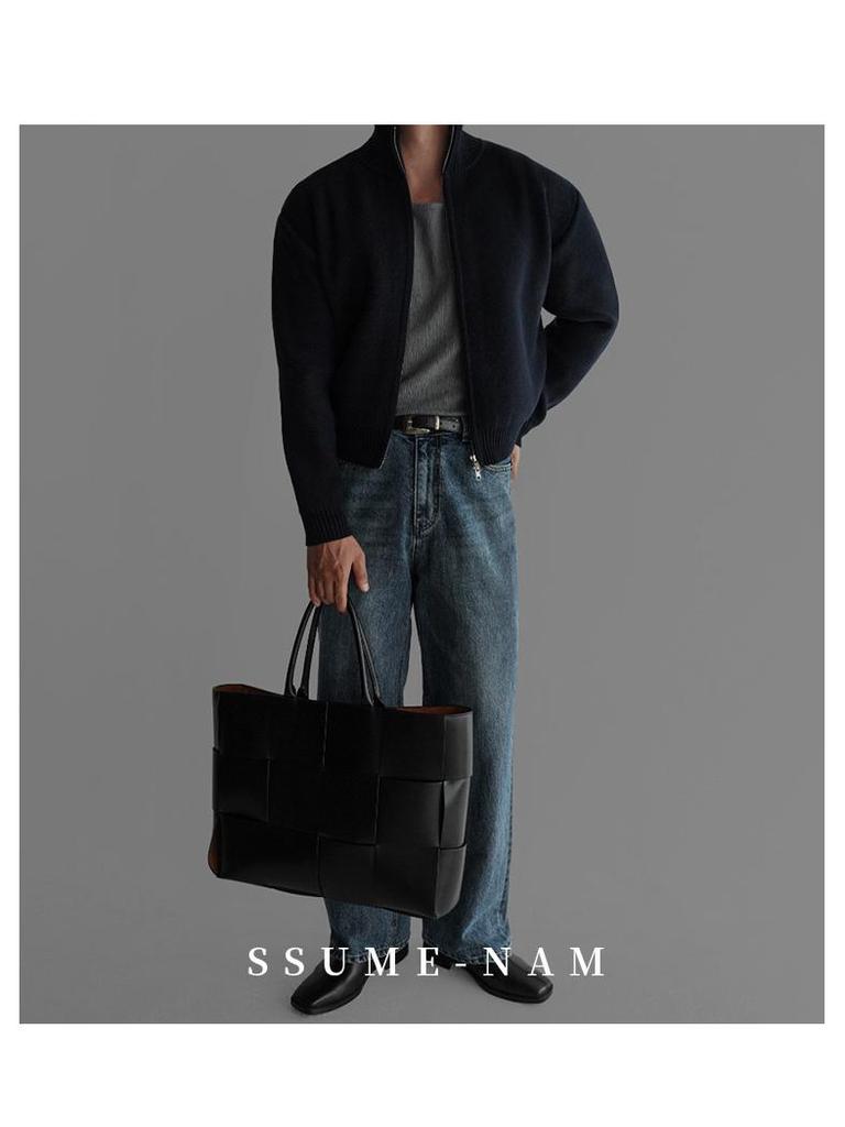 Herren Hochwertiger Strick-Reißverschluss-Cardigan im faulen Stil - Herbst/Winter Lockerer Freizeitpullover