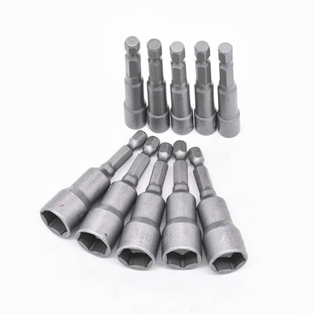 6mm-19mm x 65mm Magnetic Socket Nut Driver Impact Adapter Drill Bit 1/4" Hex Automobiles Parts Accessories