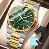Luxe Herenhorloge Datum Week Waterdicht Lichtgevend Roestvrij Staal Horloge voor Man Casual Kwarts Horloges Mannelijk Sport+Doos