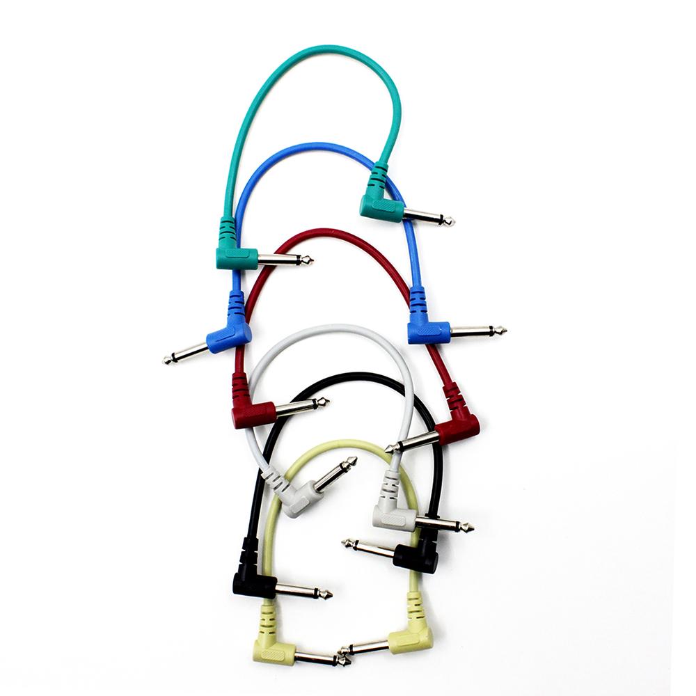 Colorful Guitar Effect Pedal Cables Instrument Audio Leads Patch Cord 21cm Length 1/4 Inch Right Angle TS Plug 6pcs/pack