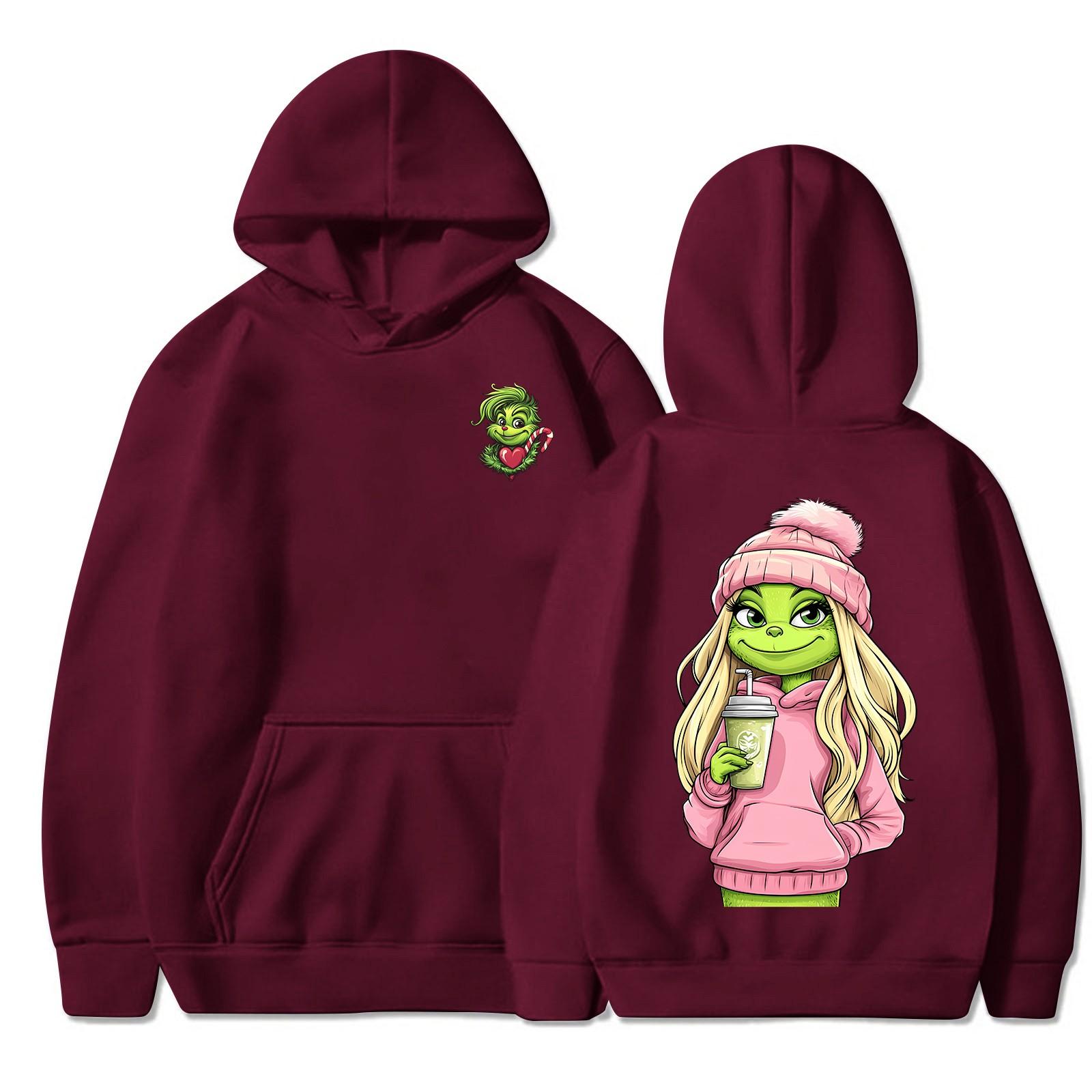 

Женская толстовка с капюшоном и круглым вырезом, длинными рукавами и рождественским принтом M