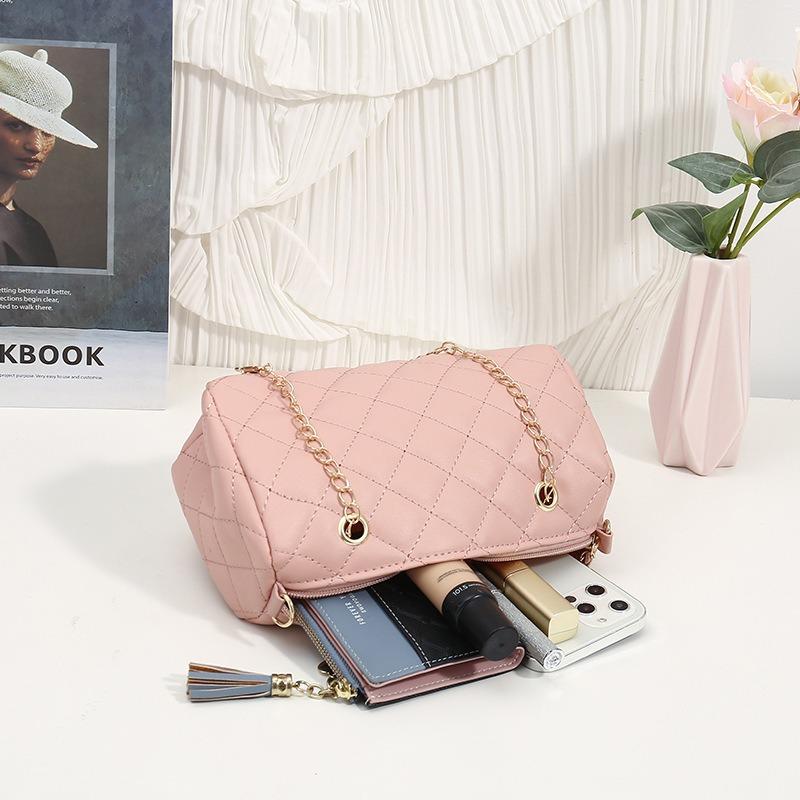 High quality diamond cylinder bag double shoulder strap niche chain diamond bag