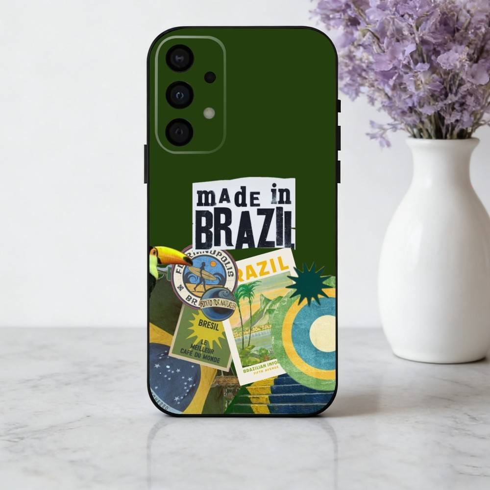 COOL B-Brazilian-N F-Flag-G ART Phone Case For Samsung Galaxy A73,A72,A71,A70,A53,A52,A51,Soft Silicone Black Cover