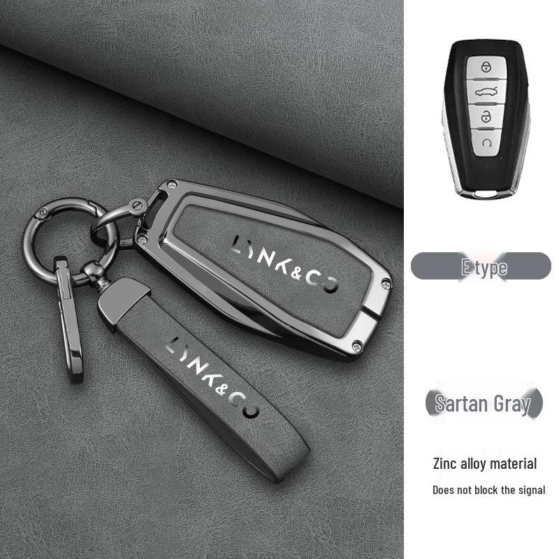 Premium Metall Schutzhülle für Lynk & Co 01 PHEV Schlüssel, Anti-Fall Schale mit Schnallenverschluss für Männer und Frauen