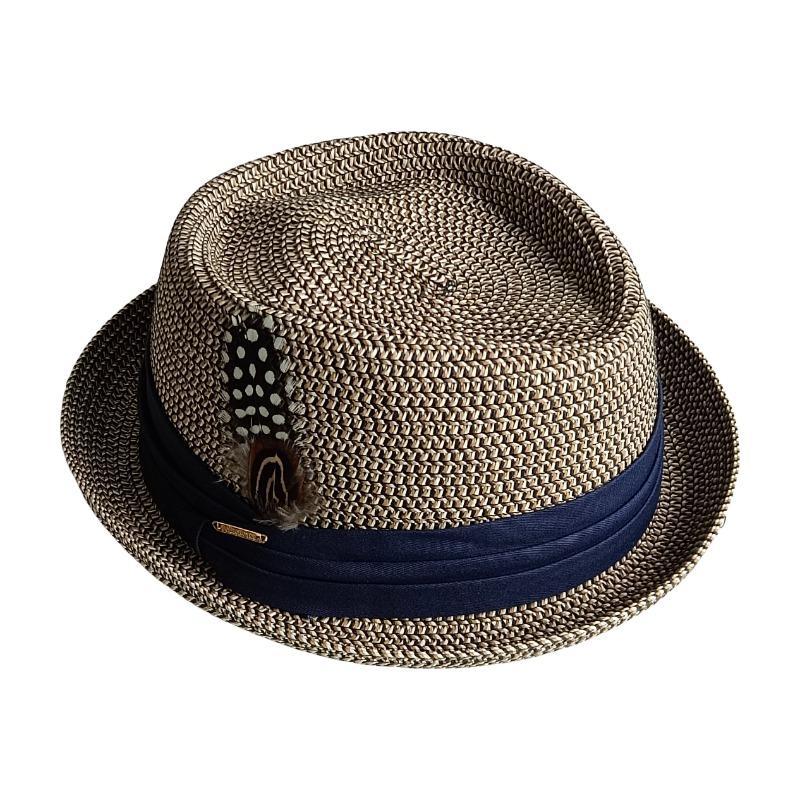 2026 Cap Men's Pork Pie Hat Vintage British Trilby Straw Hat Fedora Breathable Beach Sun Hat Handwoven Straw Panama Hat