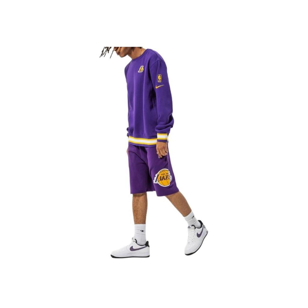 Nike NBA Los Angeles Lakers Courtside Fleece Loose Fit Sweatshirt Purple Men Streetwear DN4707-504