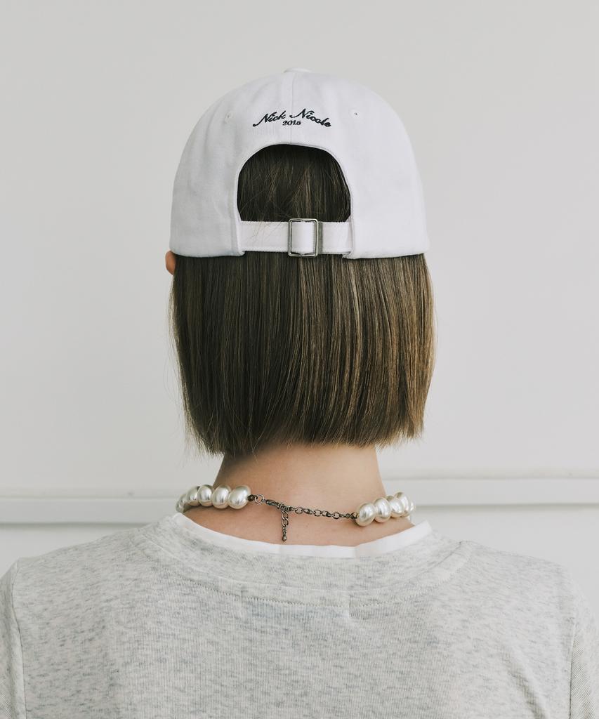 Nigaennikol Nicole Lettering Ball Cap_White Charcoal