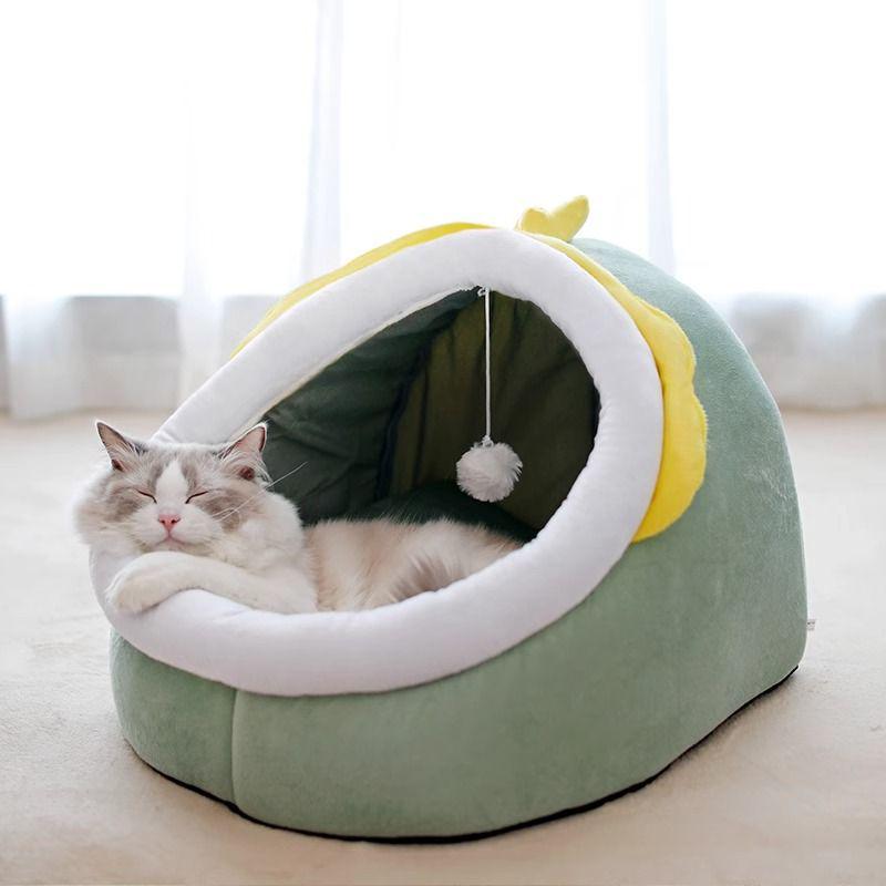 Four Seasons Universal Semi-enclosed Cute Pet Bed for Cats and Small Dogs - Winter Warmth