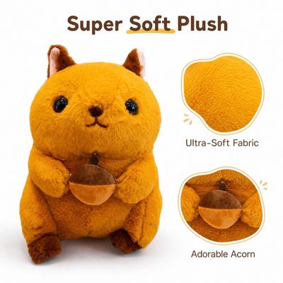 Squirrel Holding a Nut Plush Toy, Stuffed Animal Doll for Kids and Adults