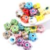 10Pcs/Lot 10mm Ceramic Beads Colorful Flower Shaped Evil Eye Large Hole Loose Beads For Bracelet Necklace Diy Jewelry Making